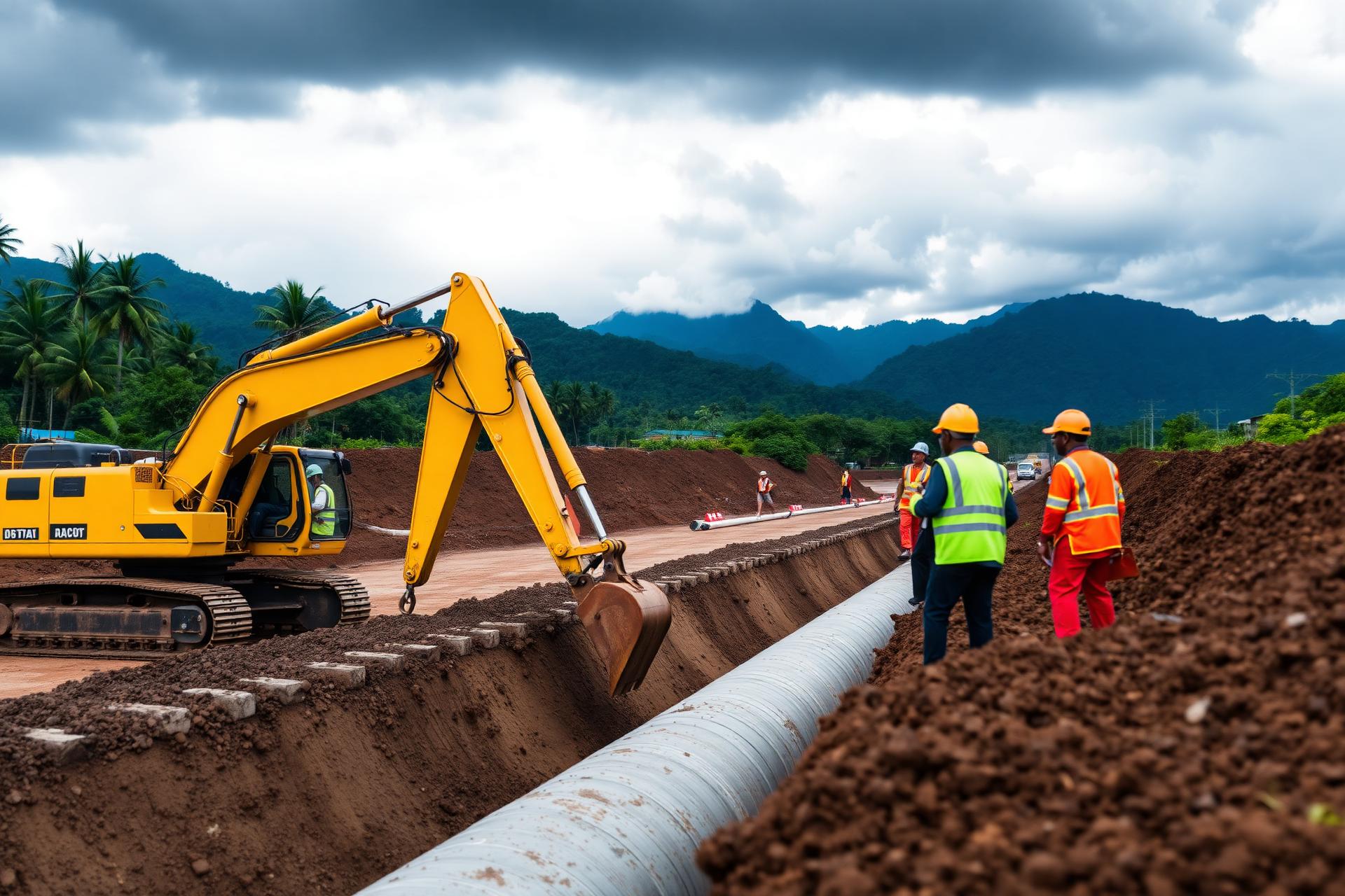 Civil construction site in Papua New Guinea